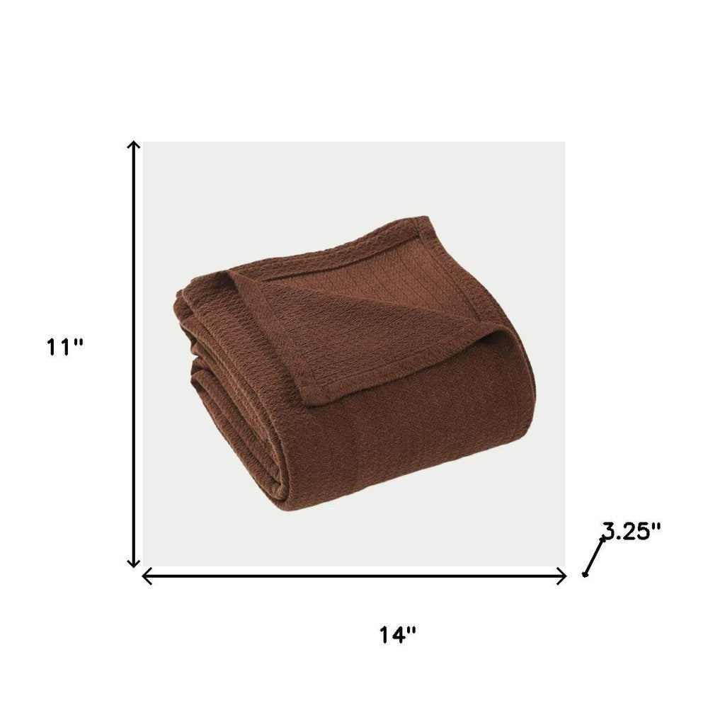 Twin Chocolate Cotton Waffle Weave Blanket — view 4