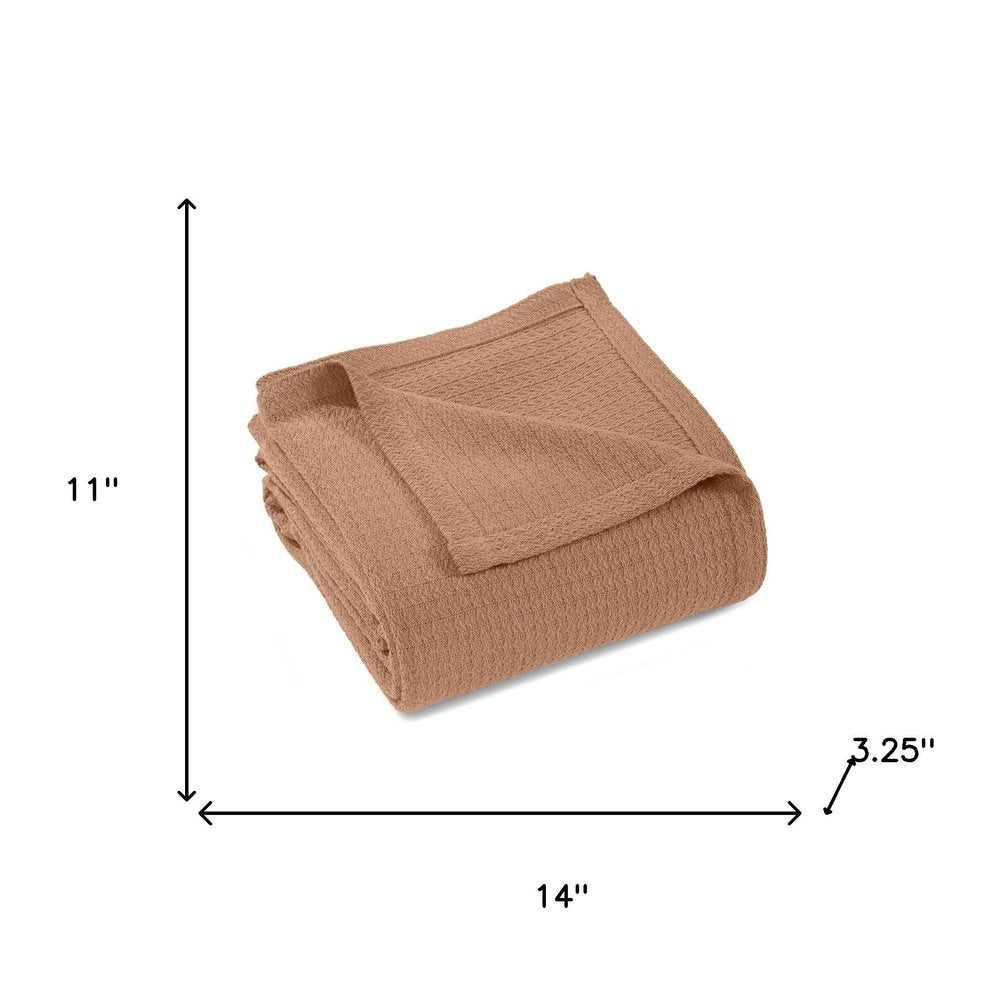 Twin Camel Cotton Waffle Weave Blanket — view 4