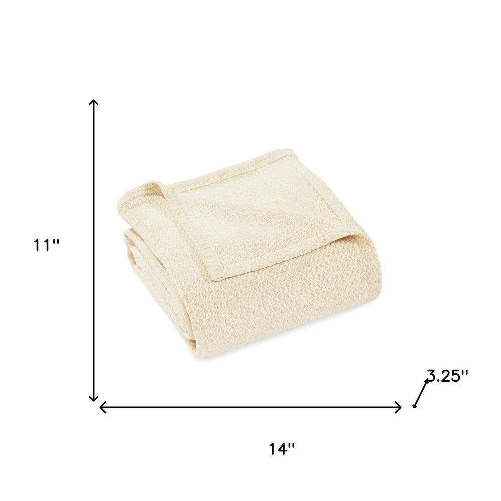 Twin Ivory Cotton Waffle Weave Blanket — view 2
