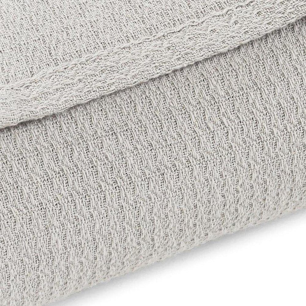 Twin Silver Cotton Waffle Weave Blanket — view 4