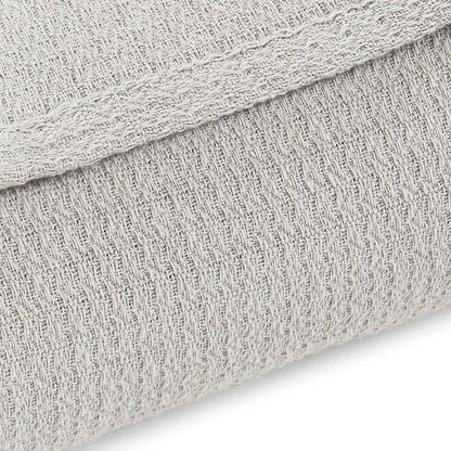 Twin Silver Cotton Waffle Weave Blanket