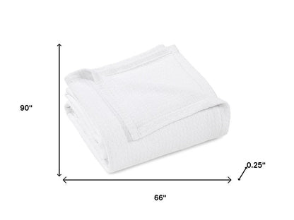 Twin White Cotton Waffle Weave Blanket