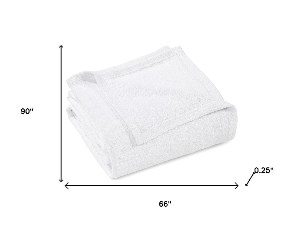 Twin White Cotton Waffle Weave Blanket — view 12