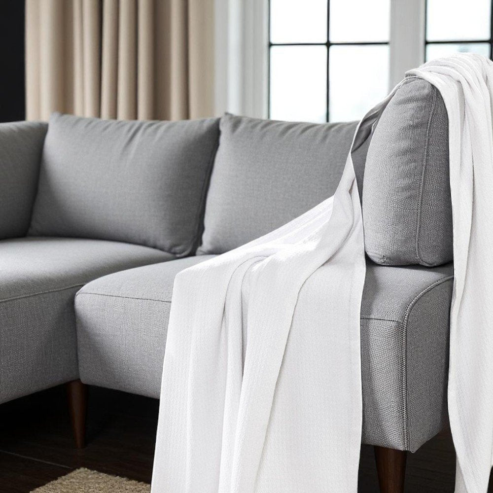 Twin White Cotton Waffle Weave Blanket — view 5
