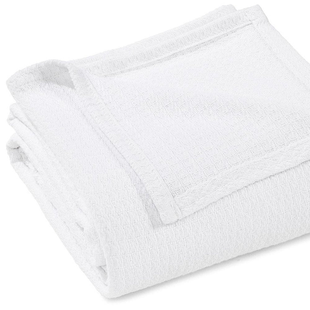 Twin White Cotton Waffle Weave Blanket — view 6