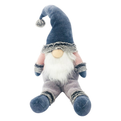 27" Blue Pink And White Fabric Christmas Santa Sitting Gnome HomeRoots