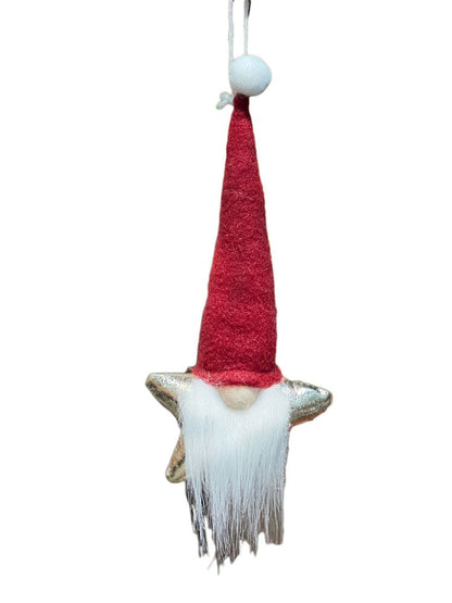 9" Red White And Gold Fabric Christmas Santa Standing Gnome HomeRoots