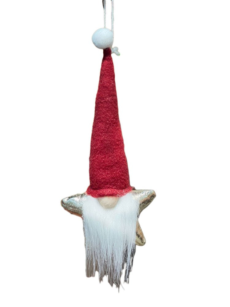 9" Red White And Gold Fabric Christmas Santa Standing Gnome HomeRoots