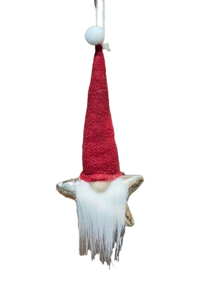9" Red White And Gold Fabric Christmas Santa Standing Gnome HomeRoots