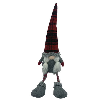 24" Red Gray And White Fabric Christmas Santa Standing Gnome HomeRoots