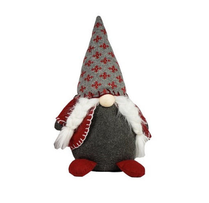 20" Red Gray And White Fabric Christmas Santa Standing Gnome HomeRoots