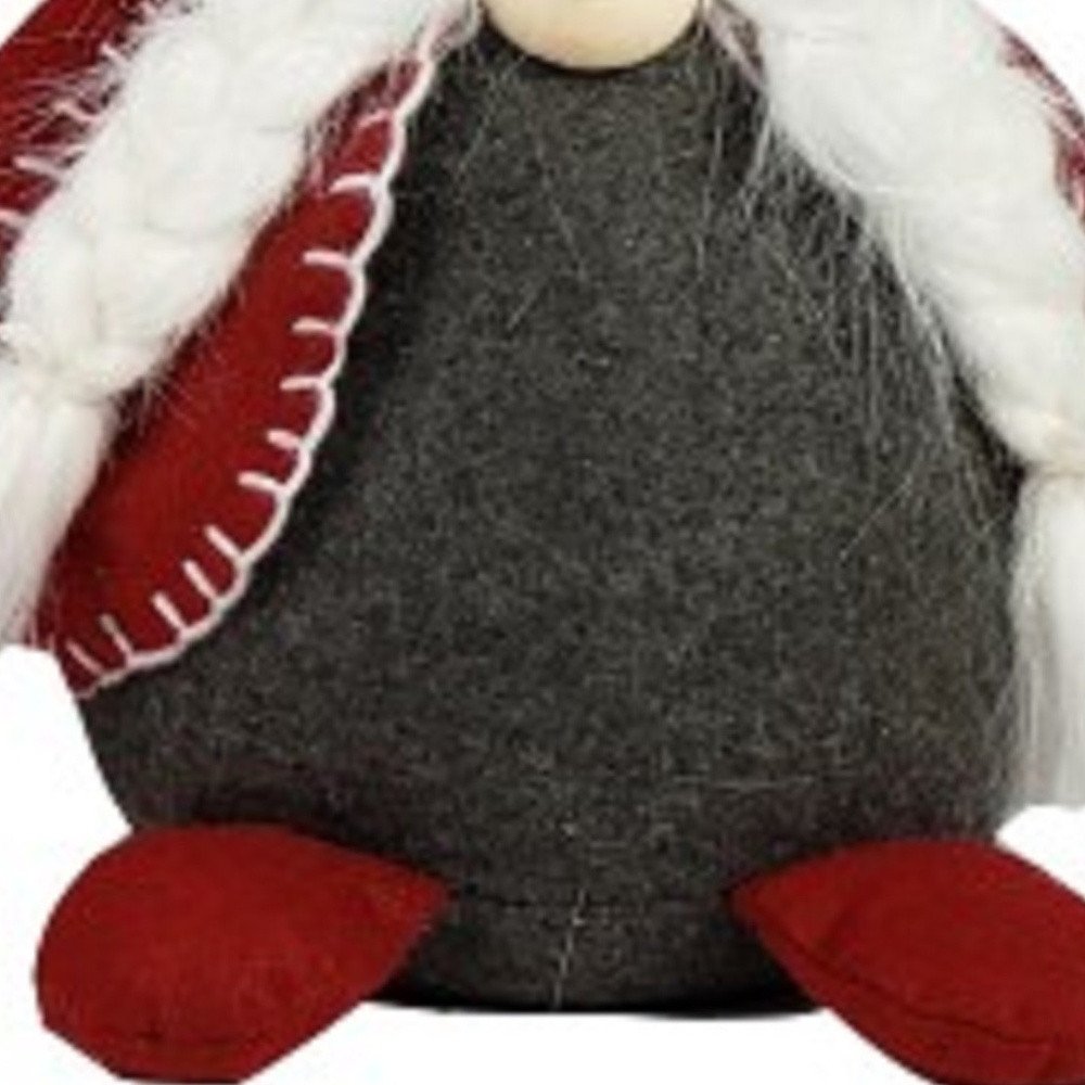 20" Red Gray And White Fabric Christmas Santa Standing Gnome HomeRoots