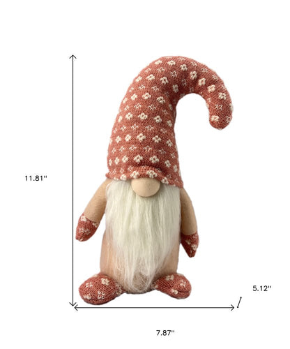 12" Pink And White Fabric Christmas Santa Standing Gnome HomeRoots