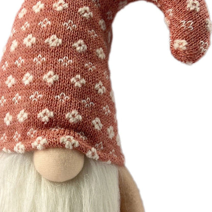 12" Pink And White Fabric Christmas Santa Standing Gnome HomeRoots