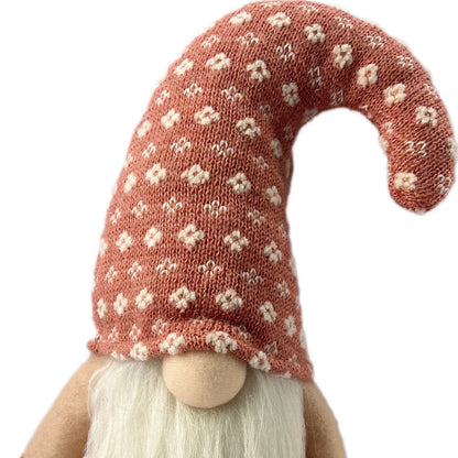 12" Pink And White Fabric Christmas Santa Standing Gnome HomeRoots