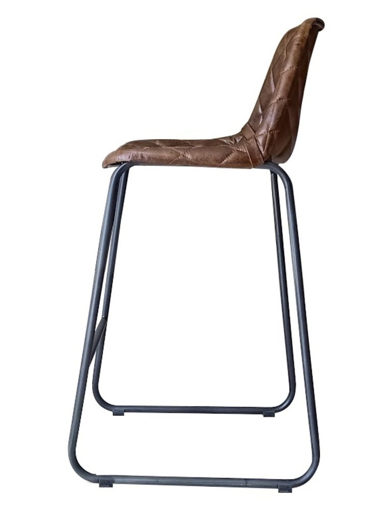 27" Brown And Black Leather And Genuine Leather And Iron Counter Height Bar Chair HomeRoots