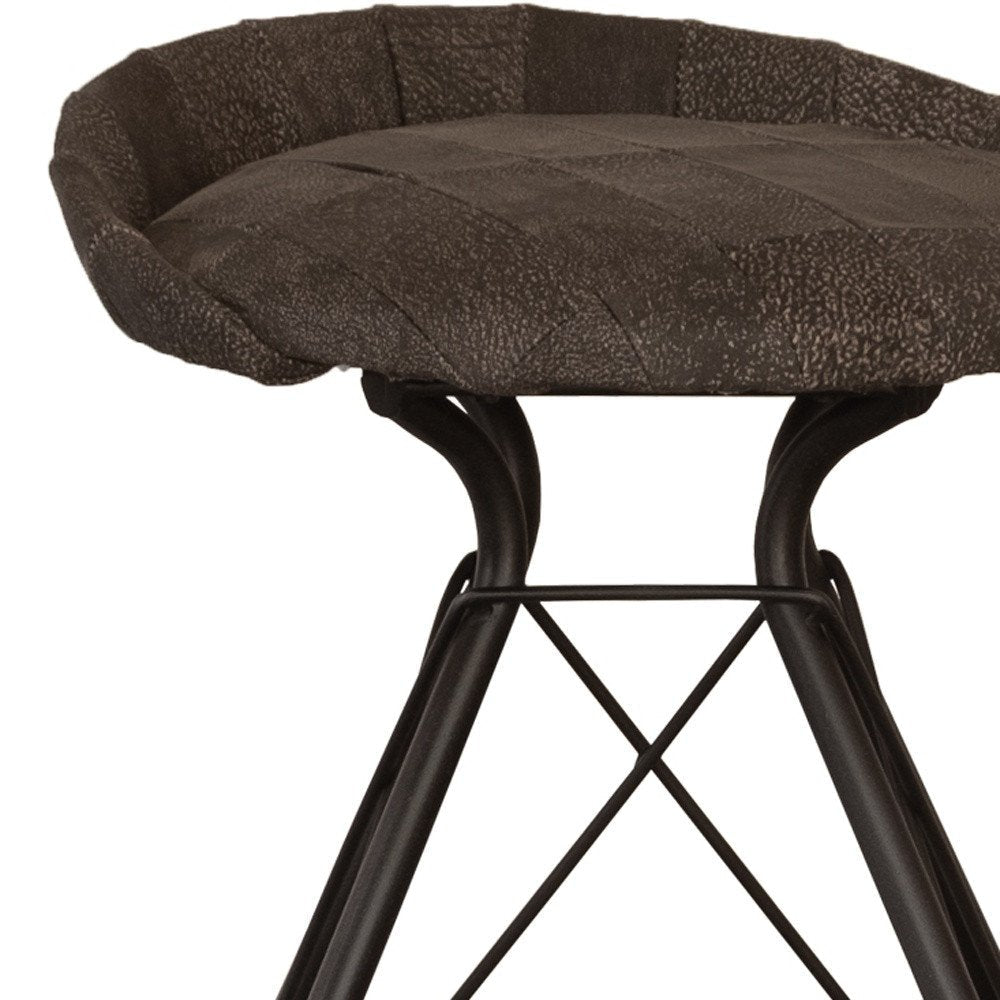 25" Brown And Black Leather And Genuine Leather And Iron Low Back Counter Height Swivel Bar Chair HomeRoots