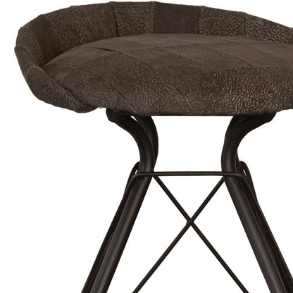 25" Brown And Black Leather And Genuine Leather And Iron Low Back Counter Height Swivel Bar Chair HomeRoots