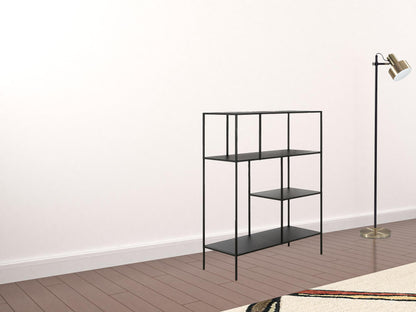 48" Black Metal Four Tier Geometric Bookcase