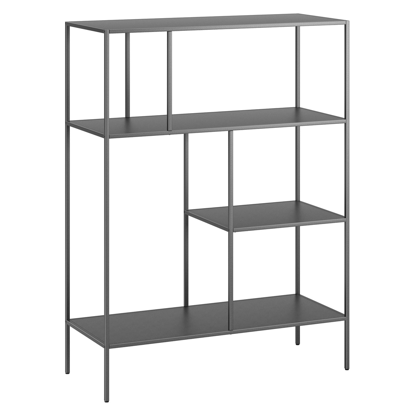 48" Gray Metal Four Tier Double Bookcase