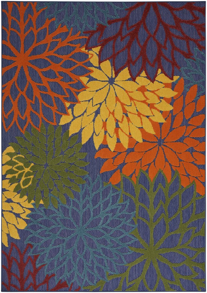 4' X 6' Blue Yellow and Green Indoor Outdoor Area Rug — view 2