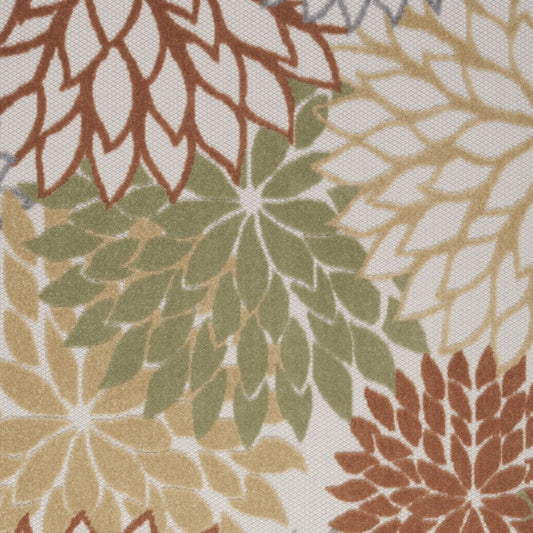 6' X 9' Ivory Green And Blue Indoor Outdoor Area Rug