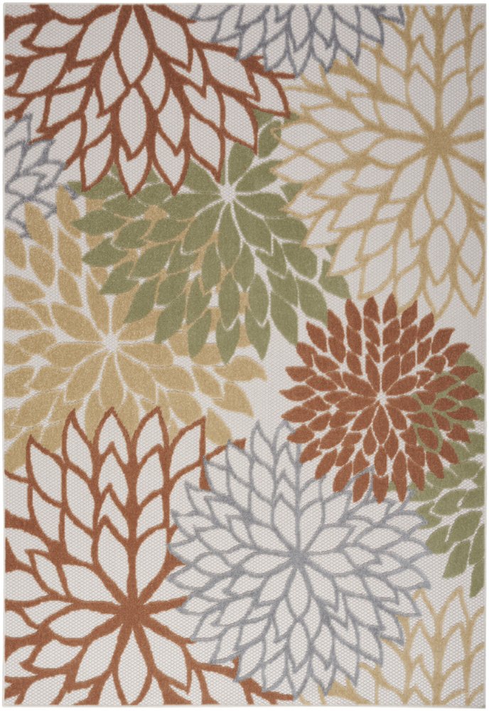 4' X 6' Ivory Green And Blue Indoor Outdoor Area Rug HomeRoots