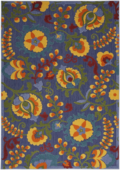 6' X 9' Blue Yellow And Green Indoor Outdoor Area Rug HomeRoots