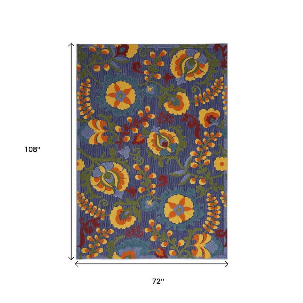 6' X 9' Blue Yellow And Green Indoor Outdoor Area Rug HomeRoots
