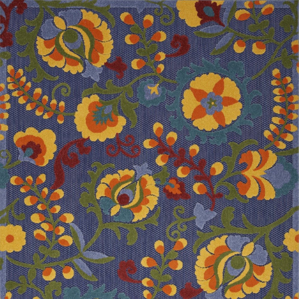 6' X 9' Blue Yellow And Green Indoor Outdoor Area Rug — view 1