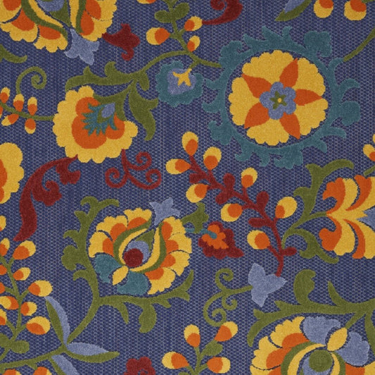 5' X 7' Blue Yellow And Green Indoor Outdoor Area Rug