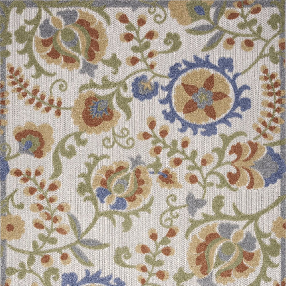 6' X 9' Ivory And Blue Indoor Outdoor Area Rug — view 3