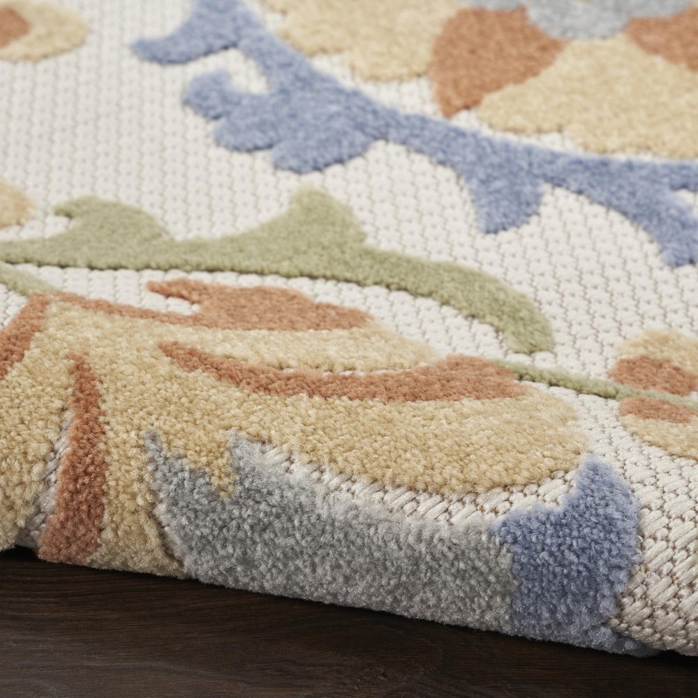 6' X 9' Ivory And Blue Indoor Outdoor Area Rug — view 10