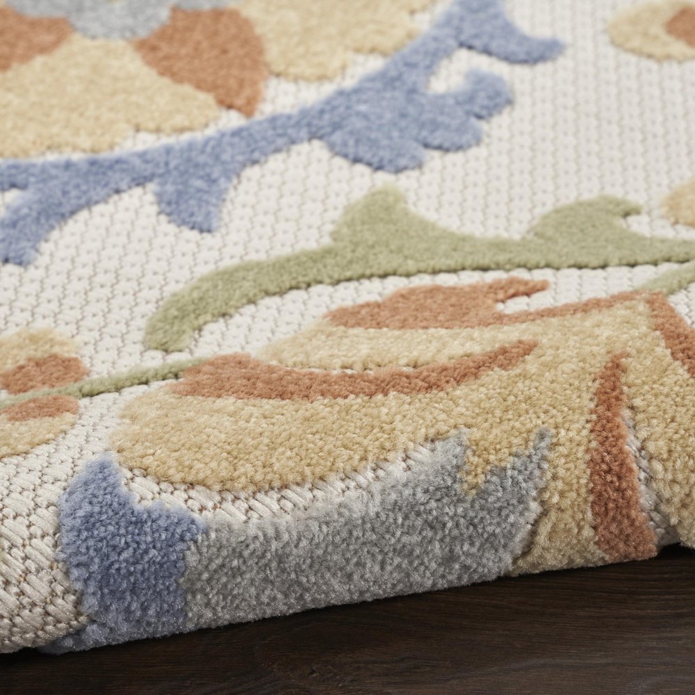 6' X 9' Ivory And Blue Indoor Outdoor Area Rug HomeRoots