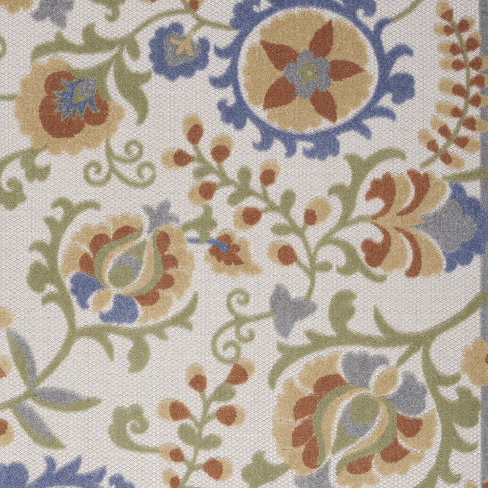 6' X 9' Ivory And Blue Indoor Outdoor Area Rug HomeRoots