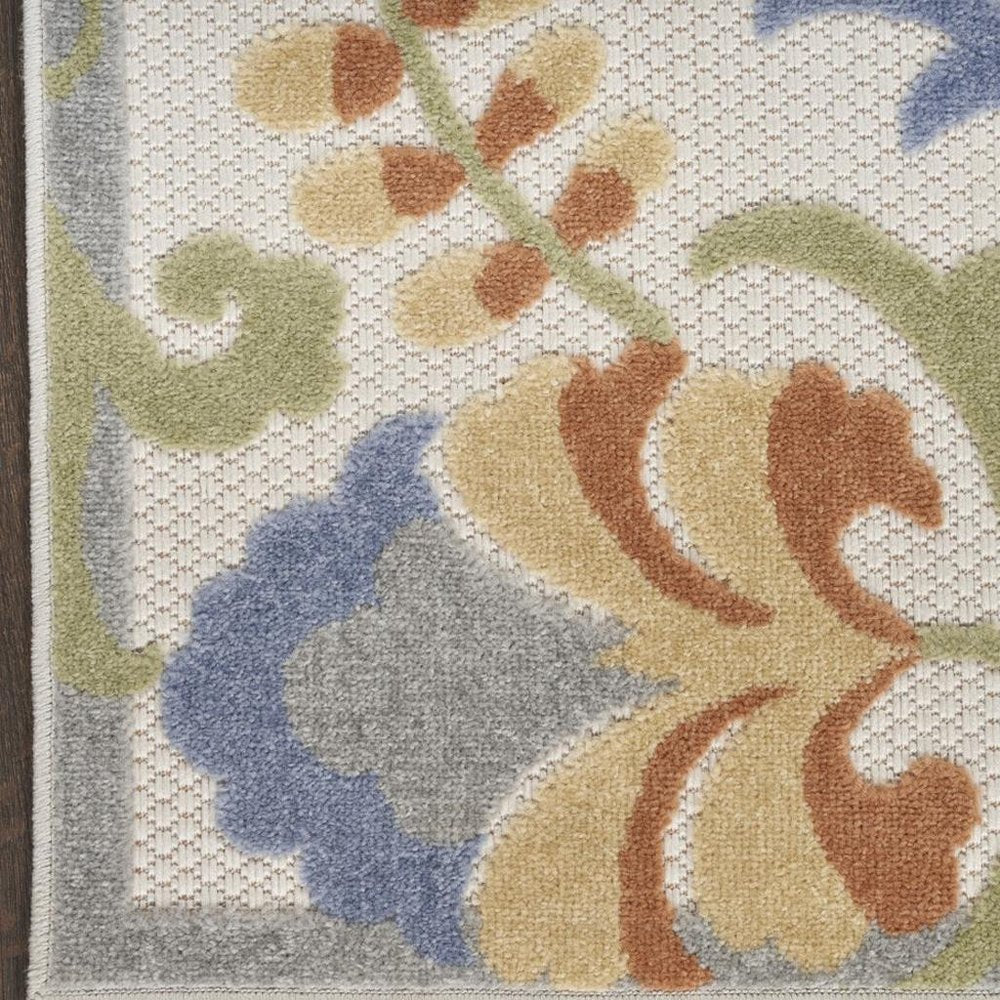 4' X 6' Ivory And Blue Indoor Outdoor Area Rug — view 8