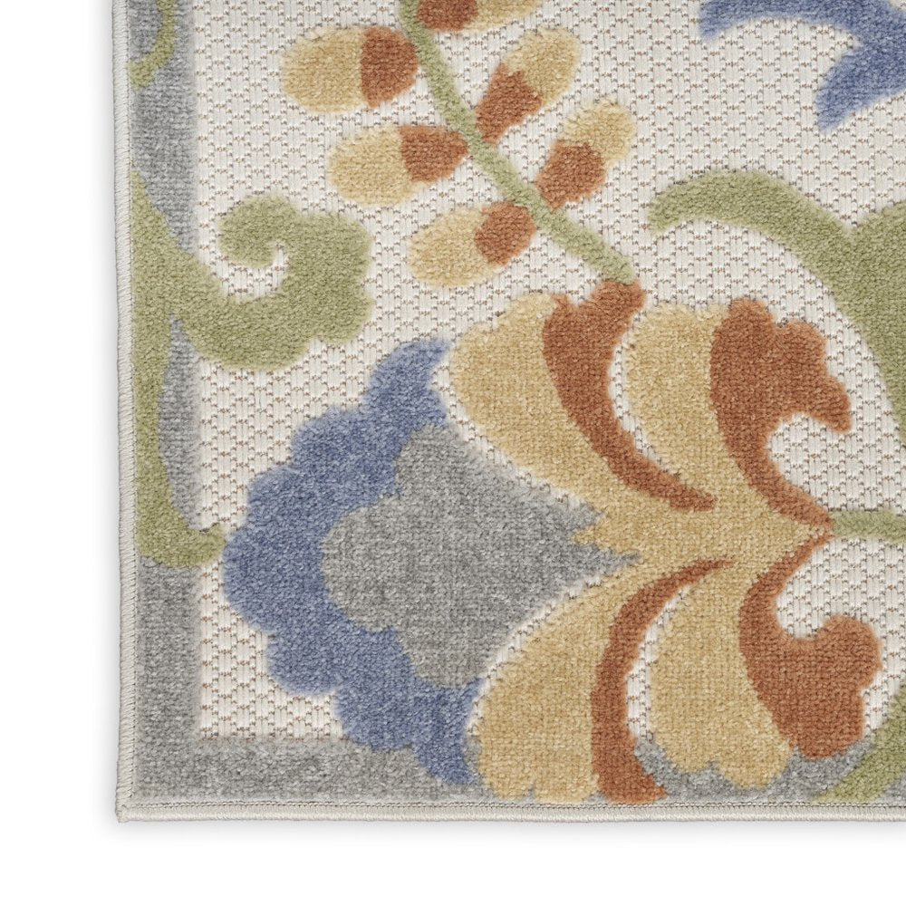 4' X 6' Ivory And Blue Indoor Outdoor Area Rug — view 5