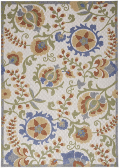 4' X 6' Ivory And Blue Indoor Outdoor Area Rug HomeRoots