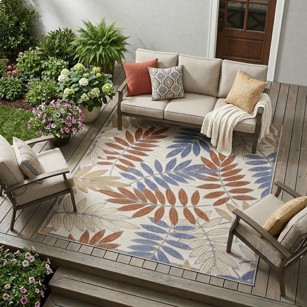 6' X 9' Blue Indoor Outdoor Area Rug HomeRoots