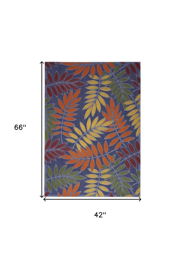 4' X 6' Orange Green And Blue Indoor Outdoor Area Rug HomeRoots
