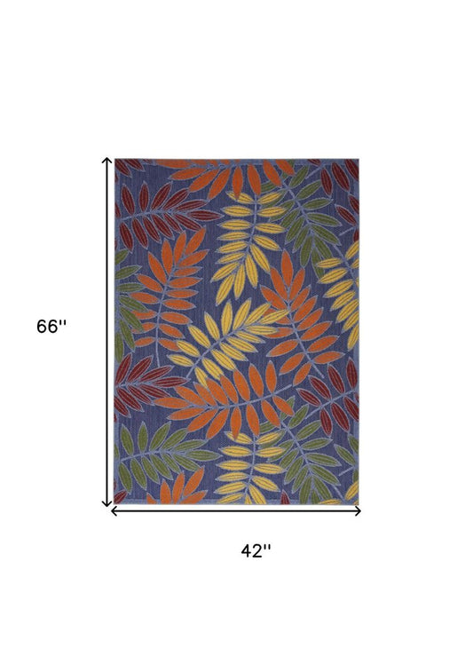 4' X 6' Orange Green And Blue Indoor Outdoor Area Rug