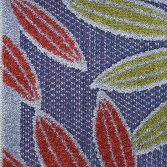 6' X 9' Orange Green And Blue Indoor Outdoor Area Rug