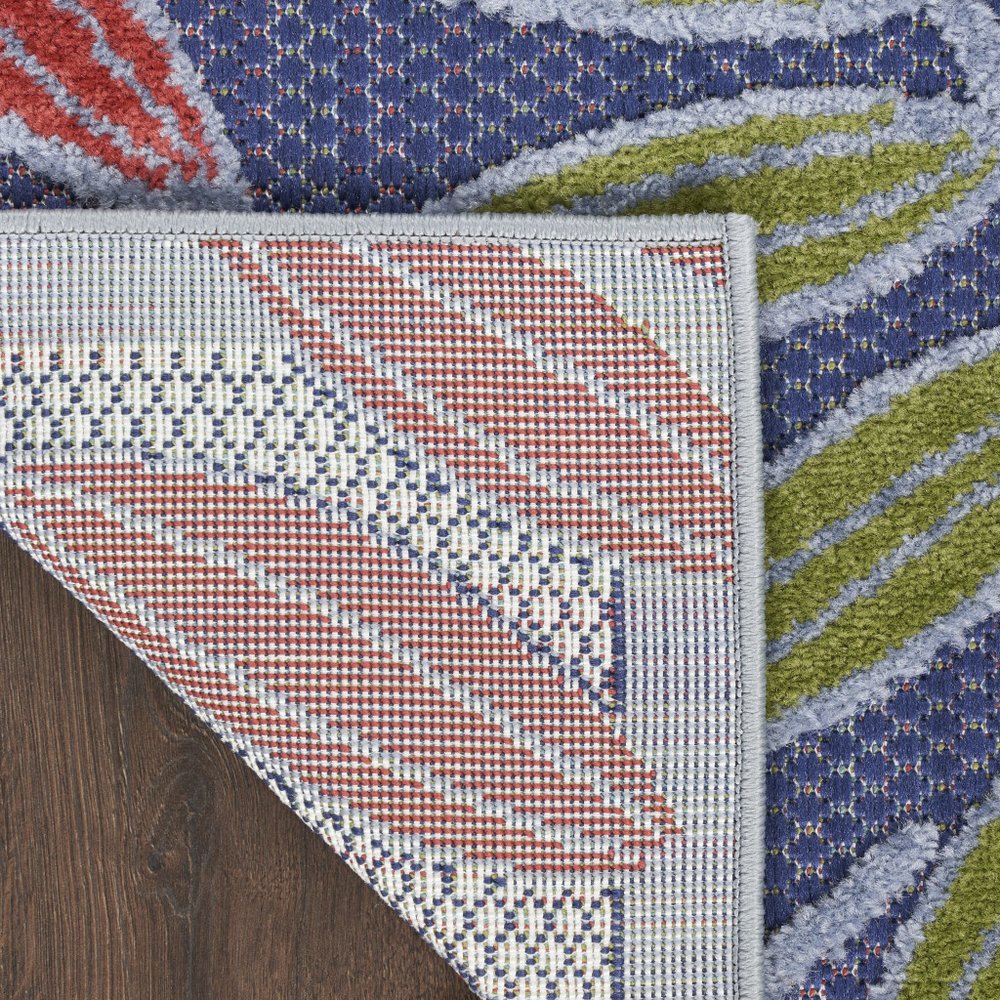 5' X 7' Orange Green And Blue Indoor Outdoor Area Rug — view 7