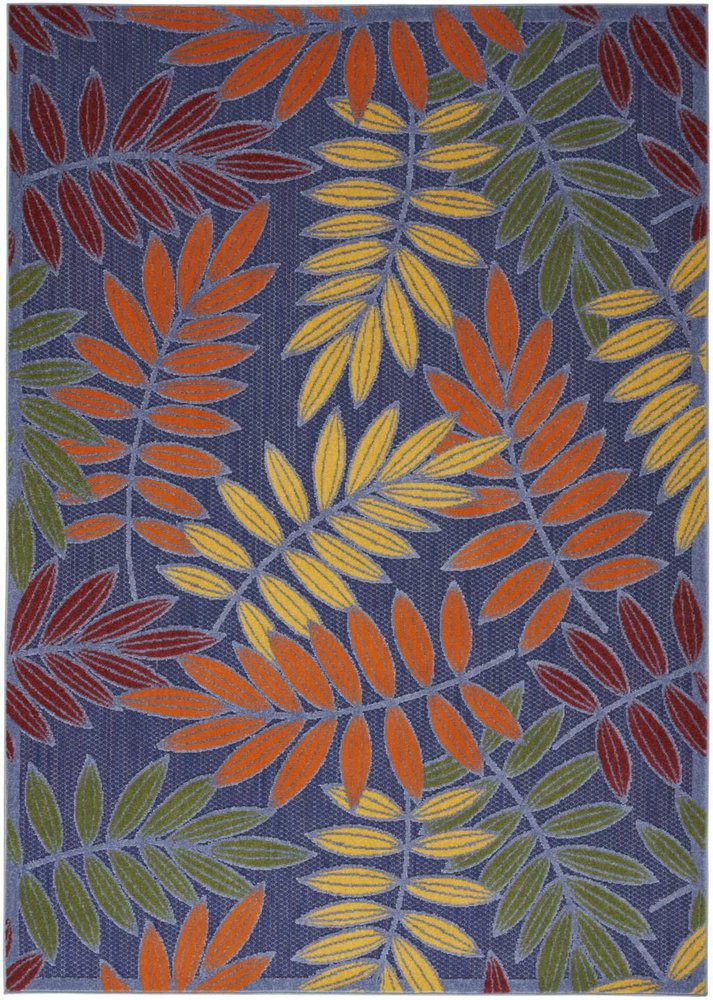 5' X 7' Orange Green And Blue Indoor Outdoor Area Rug HomeRoots