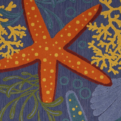 4' X 6' Blue Starfish Indoor Outdoor Area Rug HomeRoots
