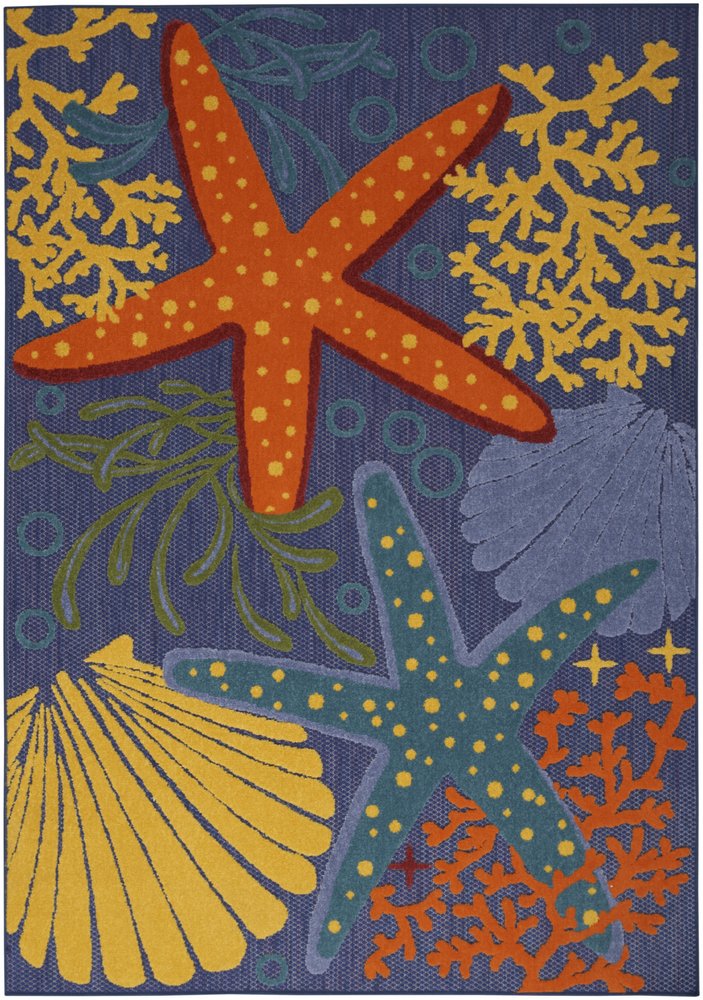 4' X 6' Blue Starfish Indoor Outdoor Area Rug — view 6