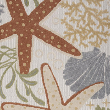 4' X 6' Ivory Orange And Blue Indoor Outdoor Area Rug HomeRoots