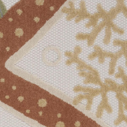 6' X 9' Ivory Orange And Blue Indoor Outdoor Area Rug HomeRoots