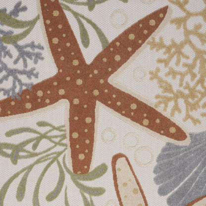 6' X 9' Ivory Orange And Blue Indoor Outdoor Area Rug HomeRoots