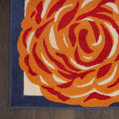 3' X 4' Ivory Orange and Blue Floral Indoor Outdoor Area Rug HomeRoots